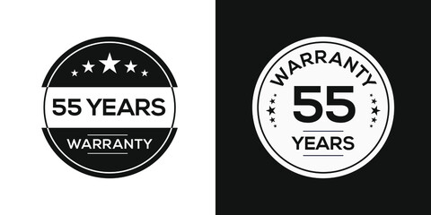 55 years warranty seal stamp, vector label.