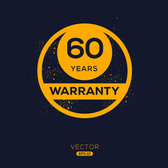 60 years warranty seal stamp, vector label.
