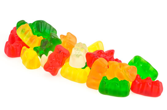 Tasty and colorful jelly candies isolated on a white background. Marmalade bears.