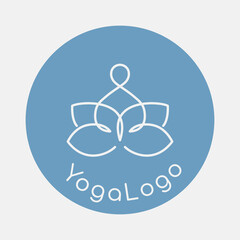 A logo concept for a yoga studio. Symbol of meditation. Symbol of balance of zen harmony. Logo of a man and a lotus