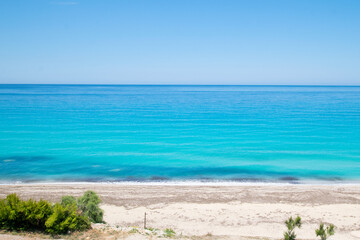 Turquoise sea at Lefkada island during summer in Greece