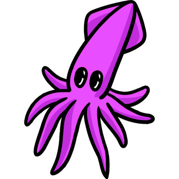 Squid Cartoon Colored Clipart Illustration