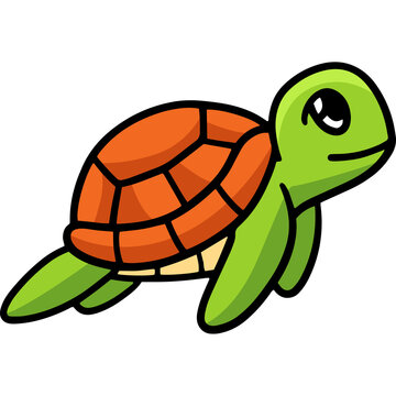 Sea Turtle Cartoon Colored Clipart Illustration