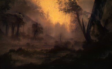 fantasy background, beautiful acrylic painting, stylized painting, unusual fantasy landscape, landscape painting, abstract landscape 3d render