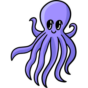 Octopus Cartoon Colored Clipart Illustration