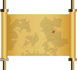 Sea treasure map vector illustration isolated on white background