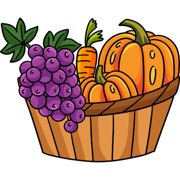 Thanksgiving Harvest Fruits Vegetables Cartoon 