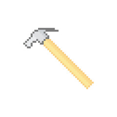 Hammer vector icon. Pixel art. 8 bit logo. eps10