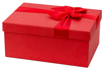 Gift. Red box with bow isolated on а white background