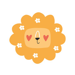 Obraz premium Cute lion with floral. Modern vector illustration