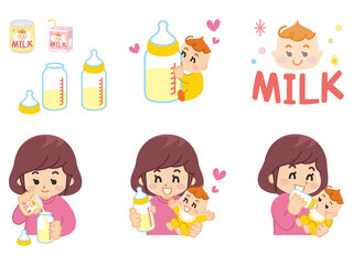 哺乳瓶でミルクを飲む赤ちゃん　液体ミルク　授乳