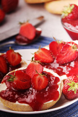 Wheat sandwiches with strawberry marmalade	