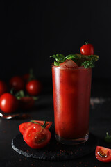 A glass with cold bloody mary cocktail	