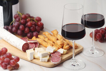 Red wine in a transparent white glass