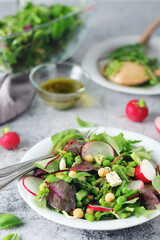Green salad with asparagus and radish
