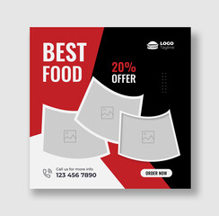 Set of Editable square food banner template designs, Food social media post square web banner vector template collection