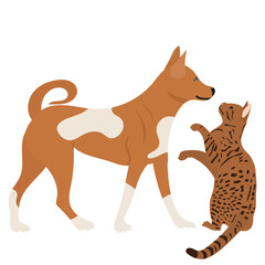 dog and cat in flat style, isolated, vector