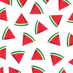 Summer illustration watermelon Hand drawn seamless pattern with fruit.watermelon pattern for background. jpeg image jpg  Seamless background with watermelon. Pieces of watermelon on background. Summer