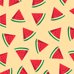 Summer illustration watermelon Hand drawn seamless pattern with fruit.watermelon pattern for background. jpeg image jpg  Seamless background with watermelon. Pieces of watermelon on background. Summer