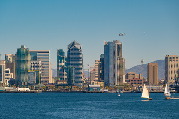 Fototapeta na wymiar The San Diego skyline seen from the Harbor.