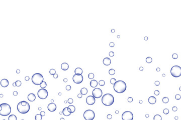 Blue air Bubbles, oxygen, champagne crystal clear isolated on white background modern design. Vector illustration of EPS 10.