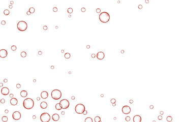 Red air Bubbles, oxygen, champagne crystal clear isolated on white background modern design. Vector illustration of EPS 10.
