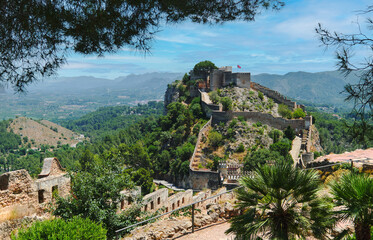 Picturesque view to spanish Xativa Castle. Spain