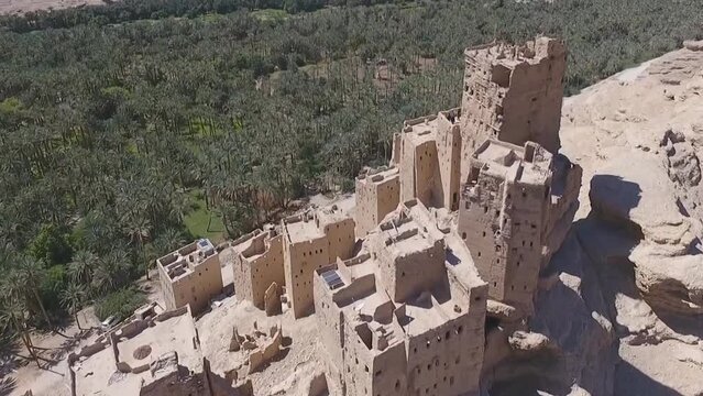 Aerial view of Shahara, Yemen. This isolated medieval citadel remained unconquered for centuries.