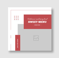 Special and delicious food social media post design template, Food menu and restaurant burger social media post template