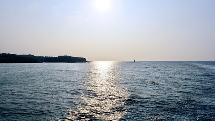 長崎県対馬市から壱岐市への航海中の船上からの風景