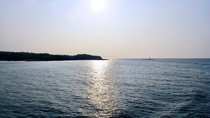 長崎県対馬市から壱岐市への航海中の船上からの風景