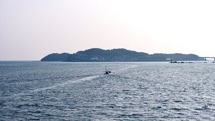長崎県対馬市から壱岐市への航海中の船上からの風景
