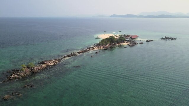 The aerial views of Koh Khai Nok and Koh Khai Nui islands in Thailand