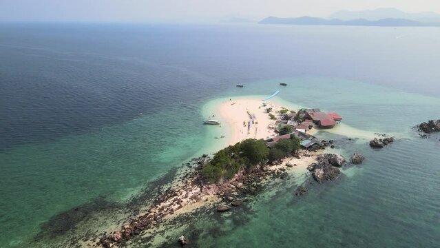 The aerial views of Koh Khai Nok and Koh Khai Nui islands in Thailand