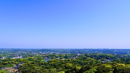 Fototapeta na wymiar 壱岐の岳ノ辻展望台から見える朝の風景