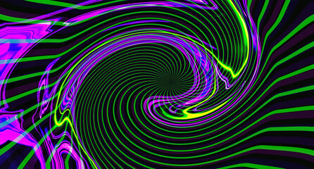 Fluid violet, black, neon green textured background. Abstract liquid purple wave. Line. Glitch Art trippy luxury digital screen. Banner. Template. Virtual Augmented reality. NFT card. XR. Metaverse.