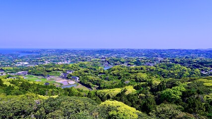 壱岐の岳ノ辻展望台から見える朝の風景