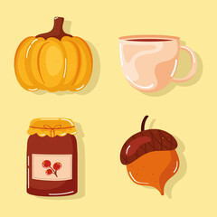 four autumn season icons