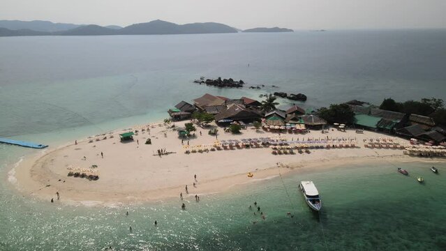 The aerial views of Koh Khai Nok and Koh Khai Nui islands in Thailand
