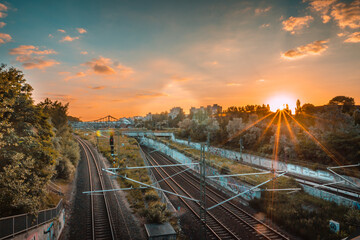 Sonnenuntergang Berlin Gesundbrunnen - Gleisanlage S-Bahn