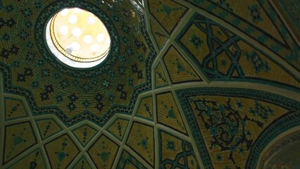 Kashan, Iran - 29th june, 2022: Amazing view of hot bathing hall (garmkhaneh) at Sultan Amir Ahmad Bathhouse. Persian public bathhouse. Kashan is a popular tourist destination of the Middle East.