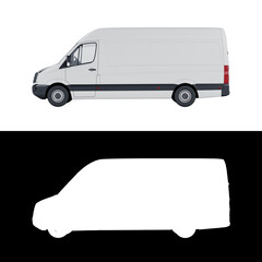 White van on white background with alpha channel, front side