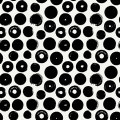 Polka dot paint brush seamless pattern. Freehand grunge design background. Circle ornament. Handdrawn geometric print