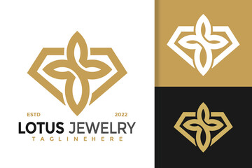 Diamond Lotus Jewelry Logo Design, Brand Identity logos vector, modern logo, Logo Designs Vector Illustration Template