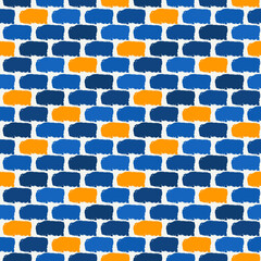 Brick wall motif handdrawn classic geometric print. Paint brush strokes seamless pattern. Freehand grunge design background. Modern urban ornament