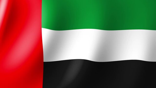 Flag of United Arab Emirates Flutters in the Wind. Seamless Animation 3D