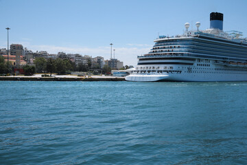 Fototapeta na wymiar Modern cruise ship in sea on sunny day