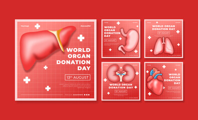 World organ donation day social media post. Social media template. Trendy editable social media template