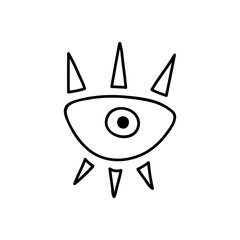Single hand drawn eye. Vector illustration in doodle style. Isolated on a white background