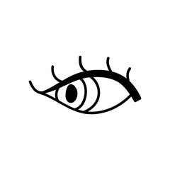 Single hand drawn eye. Vector illustration in doodle style. Isolated on a white background